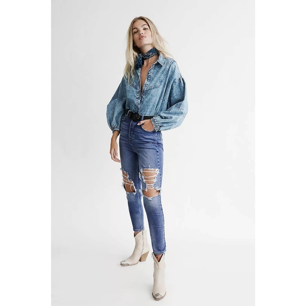 FREE PEOPLE Phoeniz Distressed Skinny Jeans Size 29